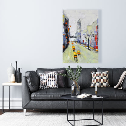 Gray Street Canvas | Yellow & Red Accents | Cities Blue Decor