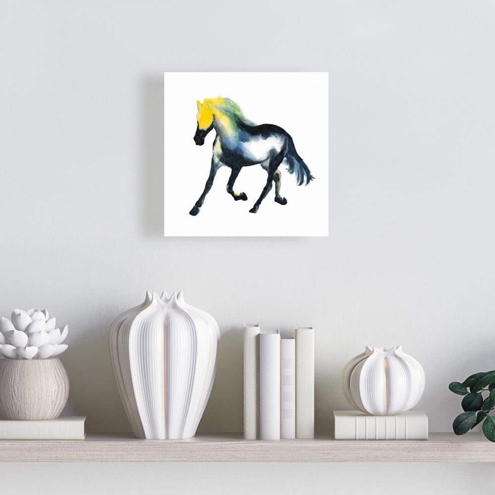 Cheval au galop, animaux de la ferme, toile bleue | Décoration d'intérieur