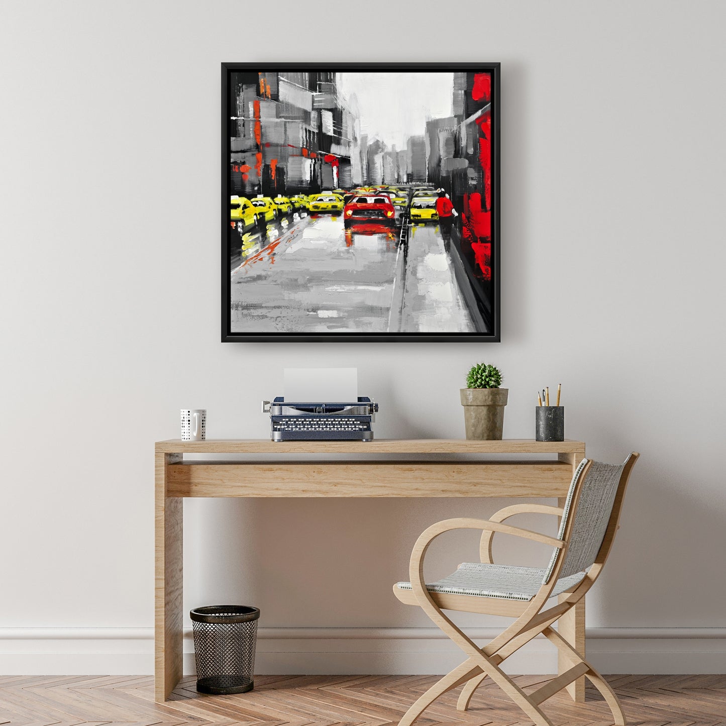 Toile abstraite avec circulation et pluie - Décoration murale industrielle