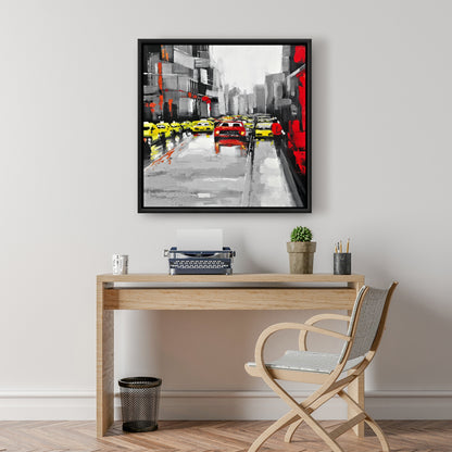 Toile abstraite avec circulation et pluie - Décoration murale industrielle