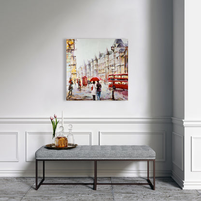 European Street Rainy Day Red Canvas - Home Decor Bedroom