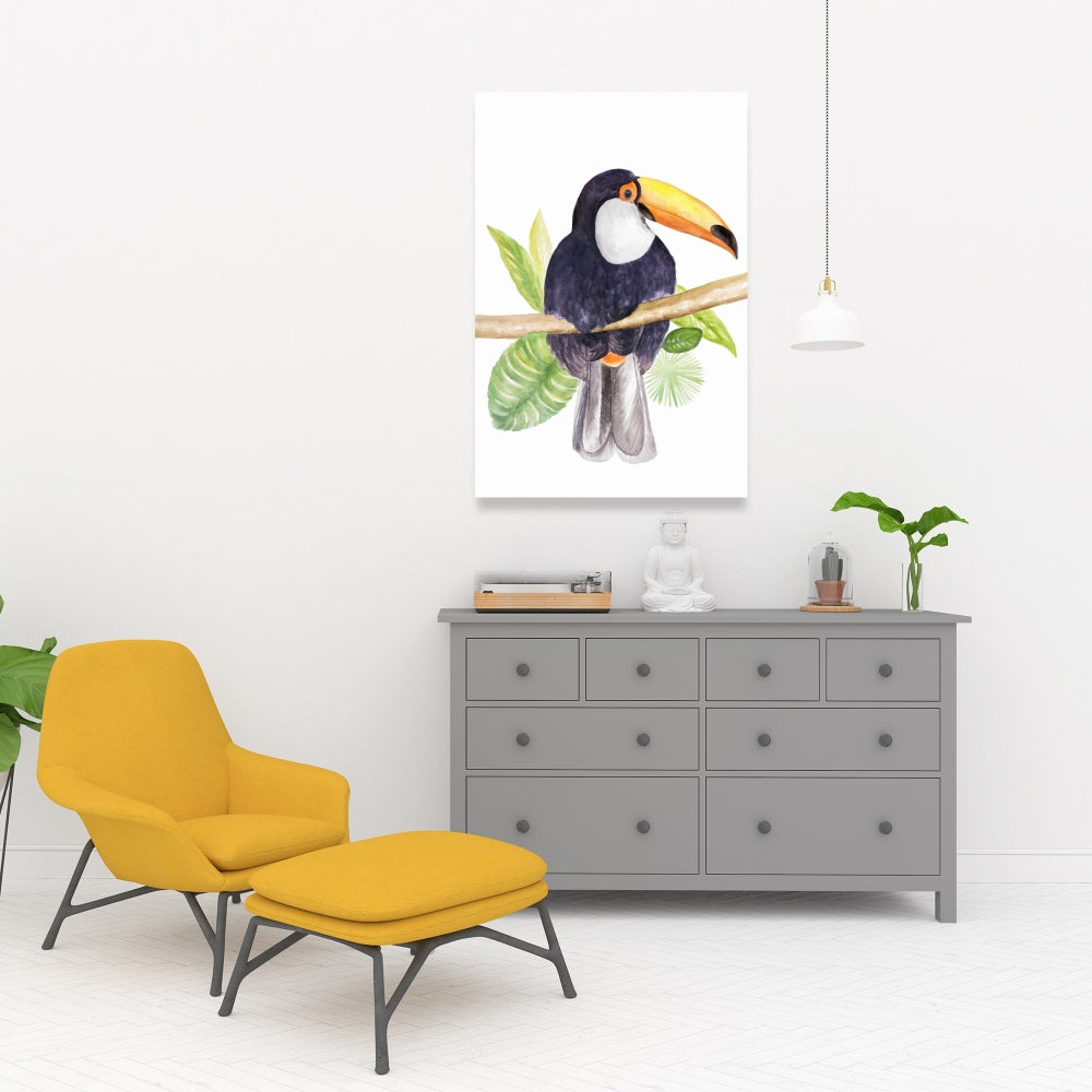 Toile Toucan exotique | Décoration botanique pour chambre à coucher