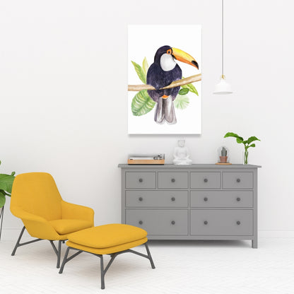 Toile Toucan exotique | Décoration botanique pour chambre à coucher