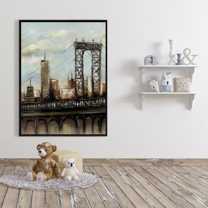 Pont urbain par Cloudy Day Canvas | Décoration de bâtiments bruns