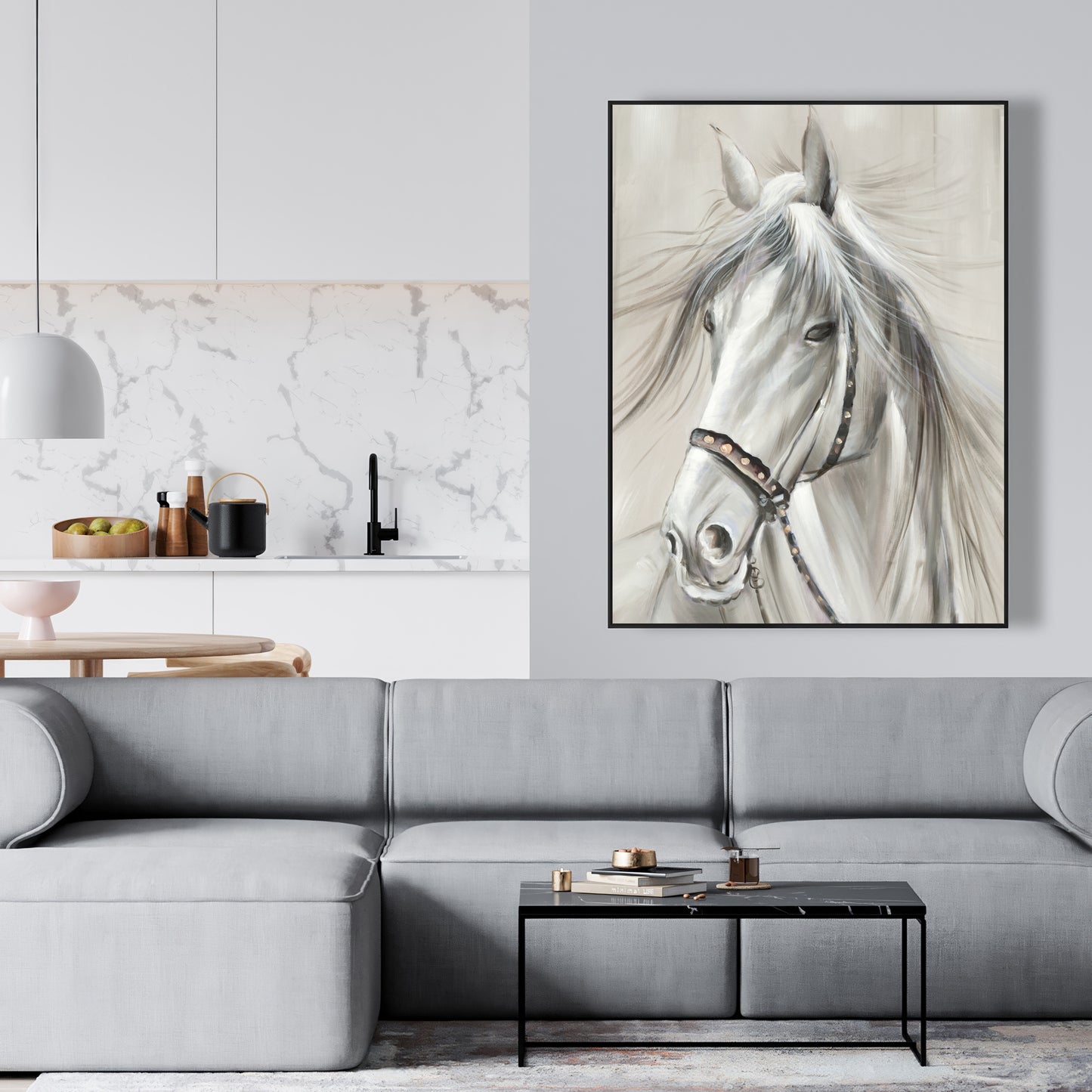 Toile Cheval Blanc Digne | Cadre Industriel | Décoration Intérieure