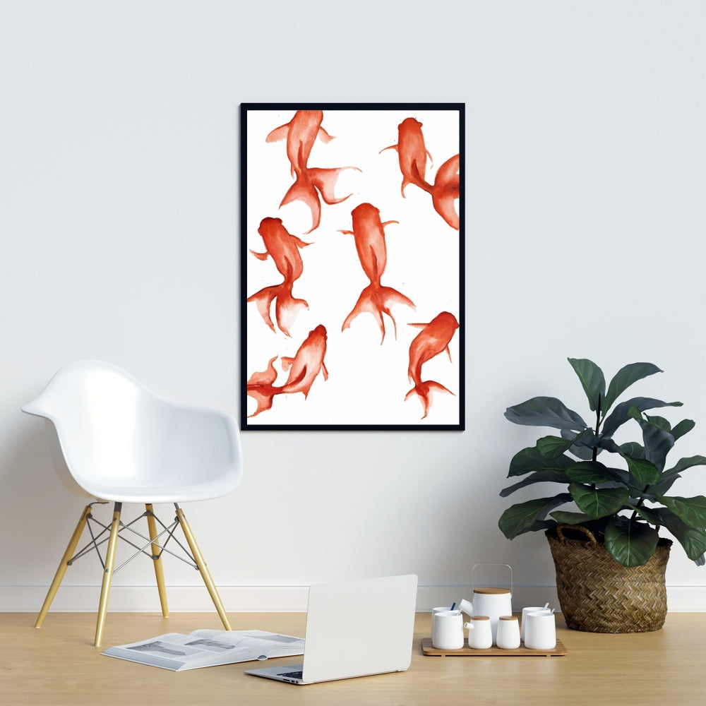 Toile de chambre asiatique Petits poissons rouges | Décoration d'intérieur