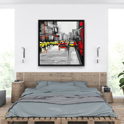 Toile abstraite avec circulation et pluie - Décoration murale industrielle