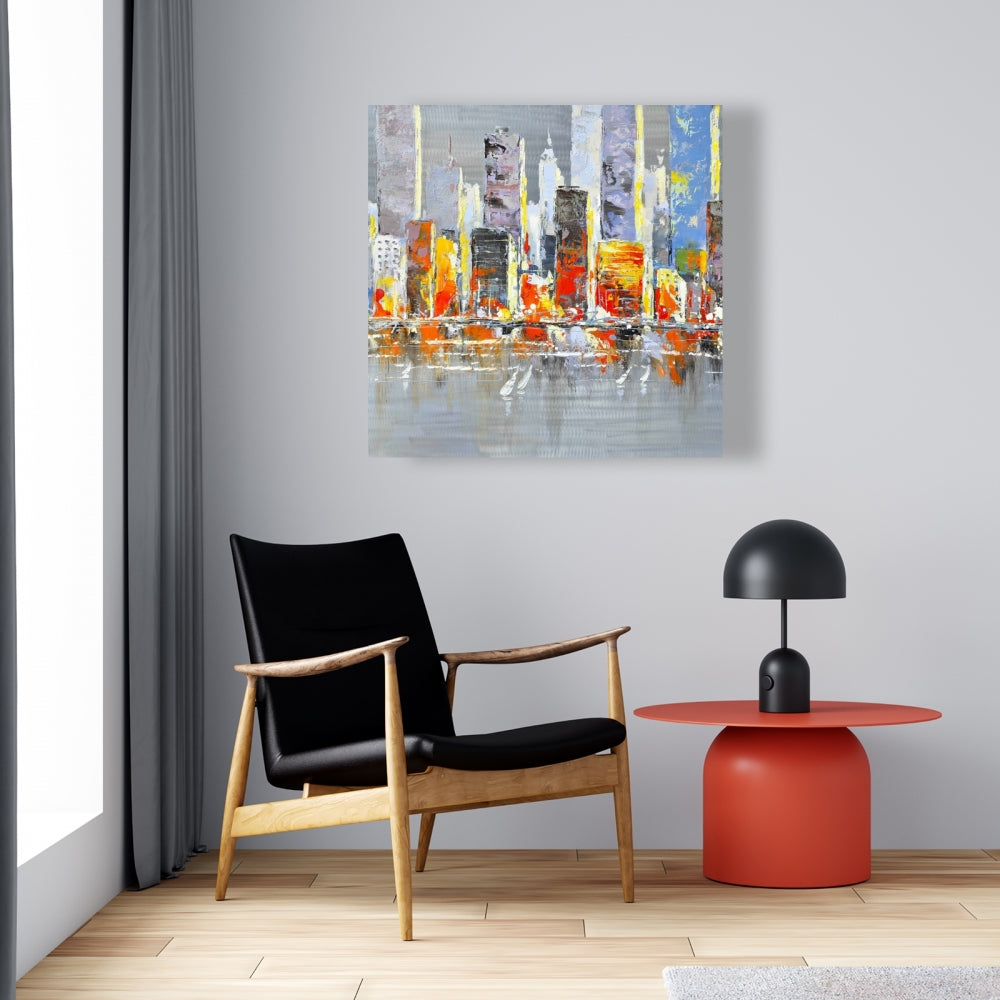 Color Splash Cityscape Canvas | Blue Wall Art for Home Decor