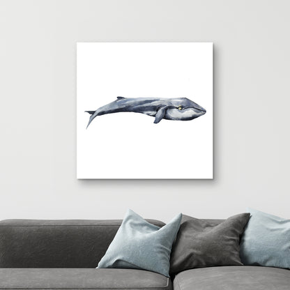 Watercolor Whale Canvas - Blue Bedroom Decor | Aquatic Art