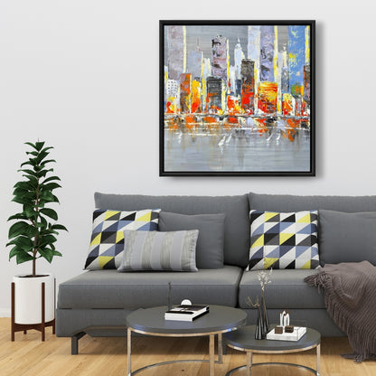 Toile encadrée Paysage urbain coloré | Décoration d'intérieur Villes bleues