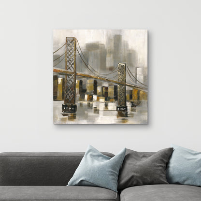 Toile marron contemporaine - Décoration : Pont par temps nuageux