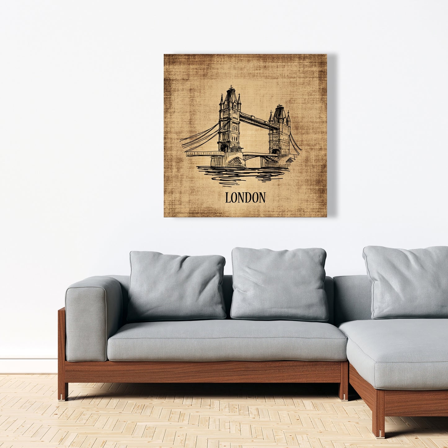 Illustration sur toile du Tower Bridge | Décoration d'intérieur typographique et symbolique