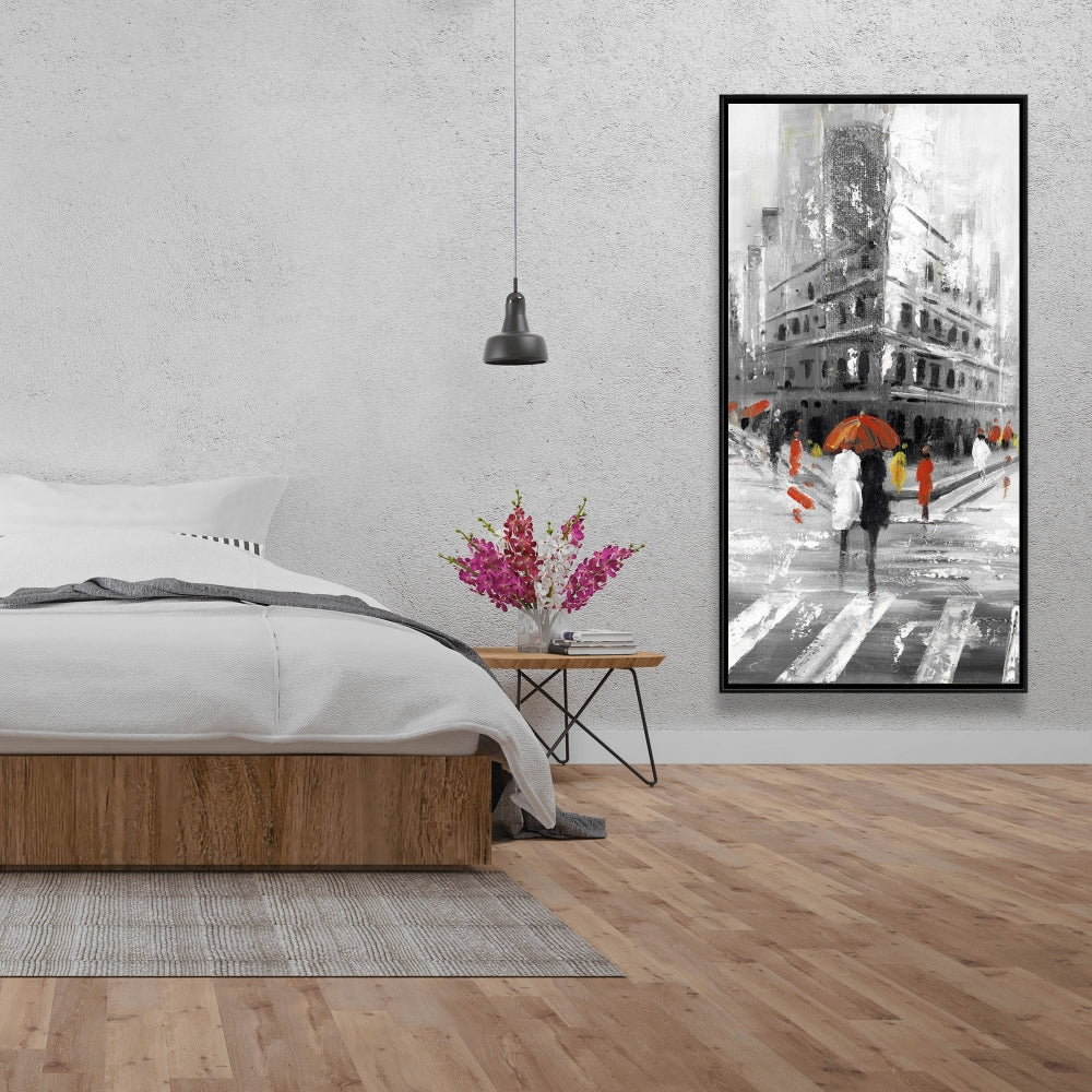 Art de chambre grise - Toile encadrée du Flatiron Building grisâtre