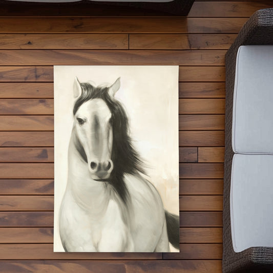 Graceful Horse Beige Outdoor Area Rug 2'x3' for Home Decor