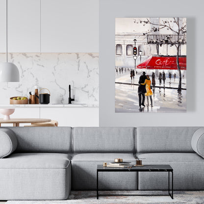 Toile représentant un couple marchant – Décoration murale moderne pour chambre à coucher