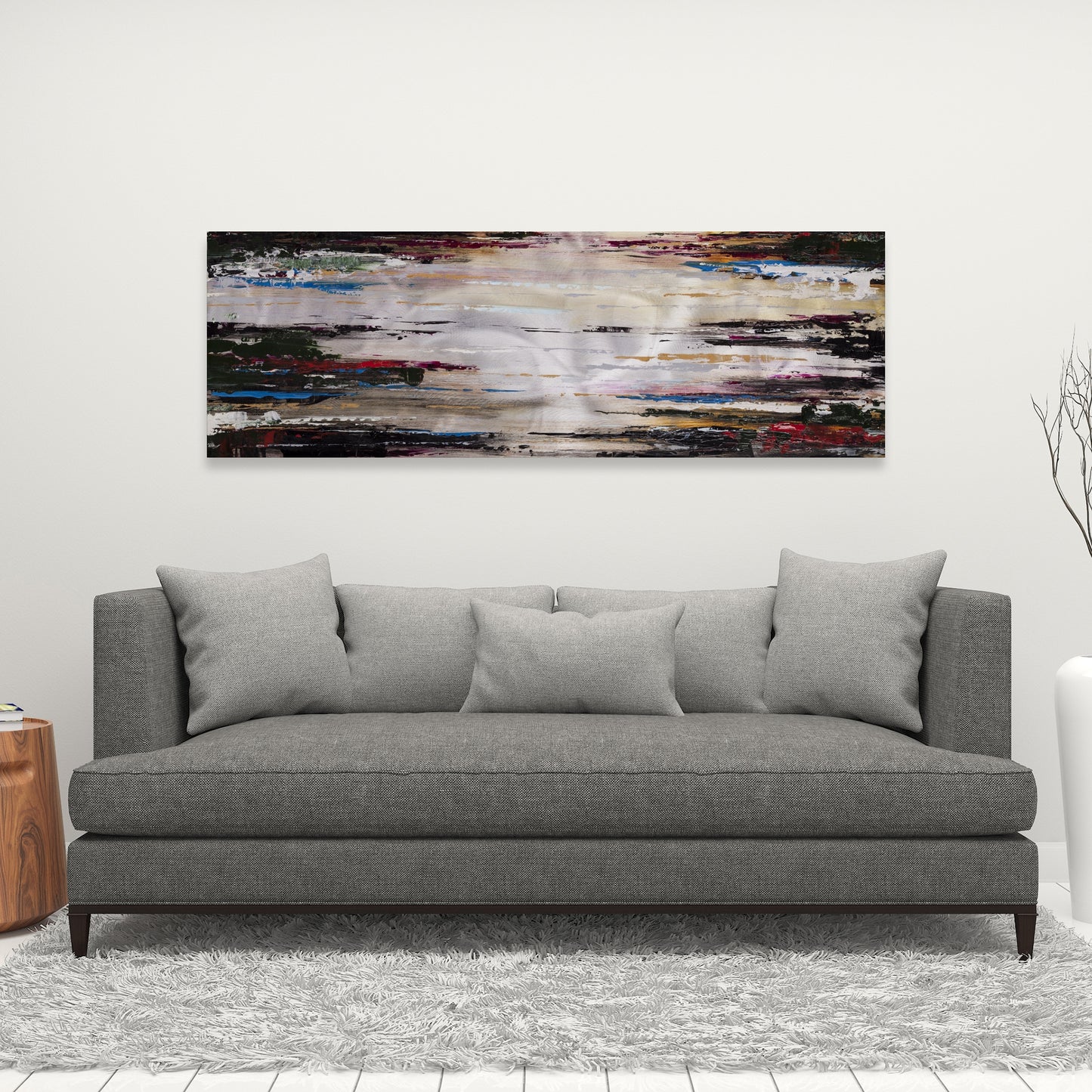 Abstract Runny Paint Canvas | Blue Shapes Modern Home Decor