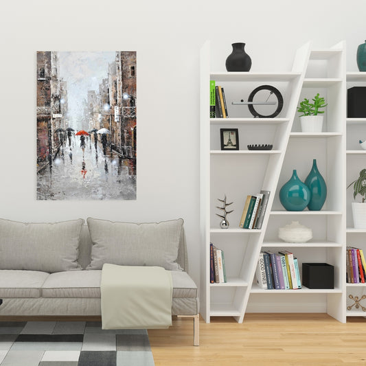 City Rain Canvas - Modern Bedroom Wall Art | Home Decor