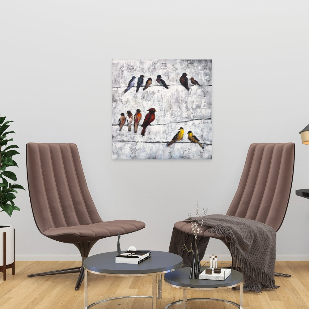 Colorful Birds on Branches Canvas | Bedroom Wall Art Decor