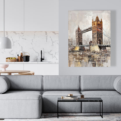Contemporary Orange London Tower Bridge Canvas - Home Decor