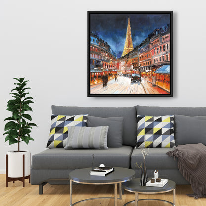 Illuminated Paris Canvas | Blue Frame | Contemporary Home Decor