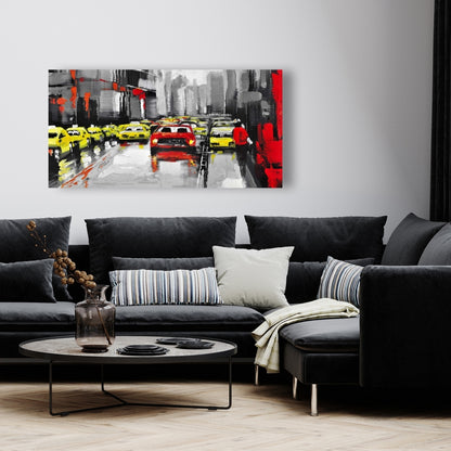 Gray Industrial Cities Canvas | Abstract Rainy Day Traffic Decor