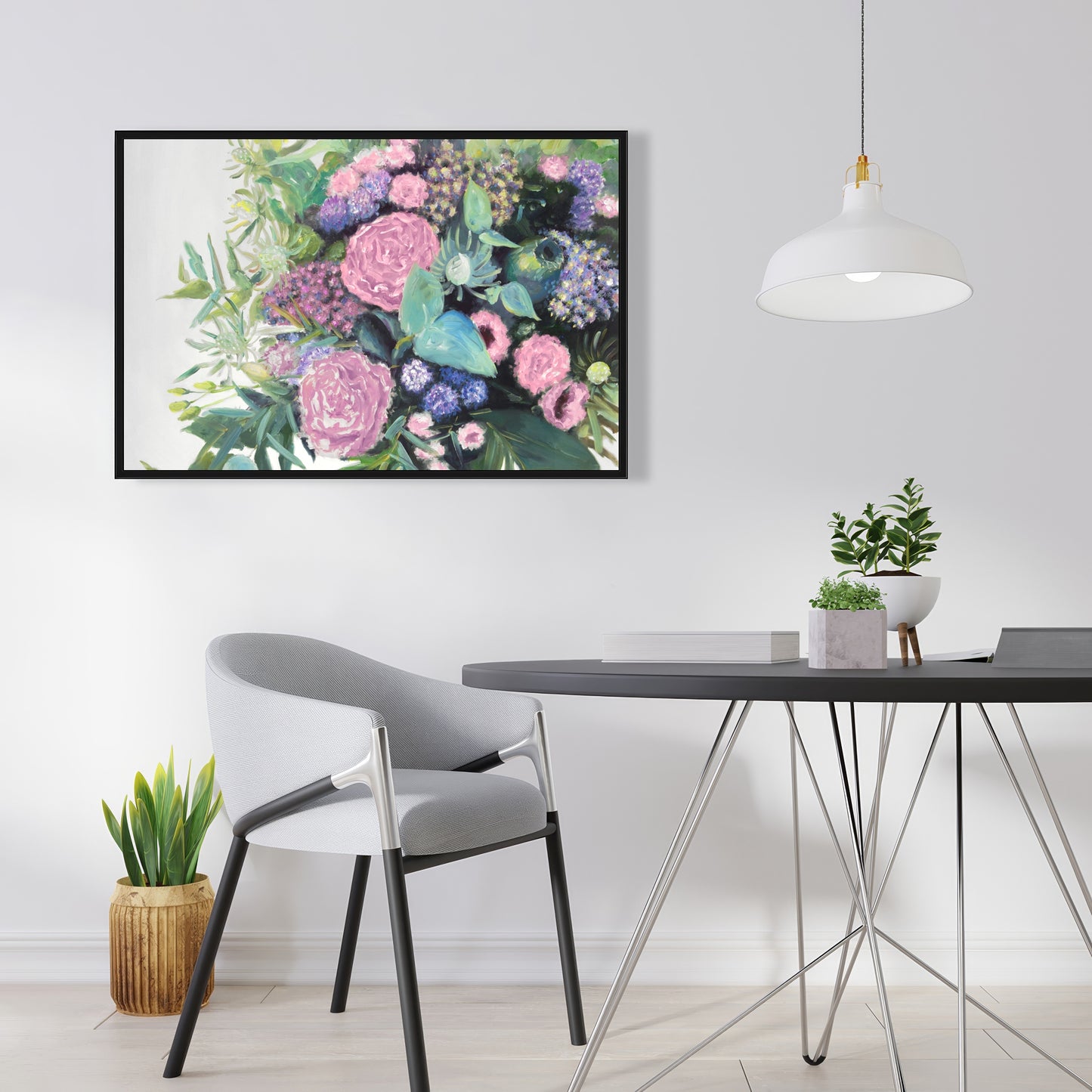 Mélodie de fleurs fuchsia - Toile encadrée florale violette