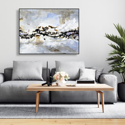 Toile texturée à vagues abstraites | Art encadré à formes bleues