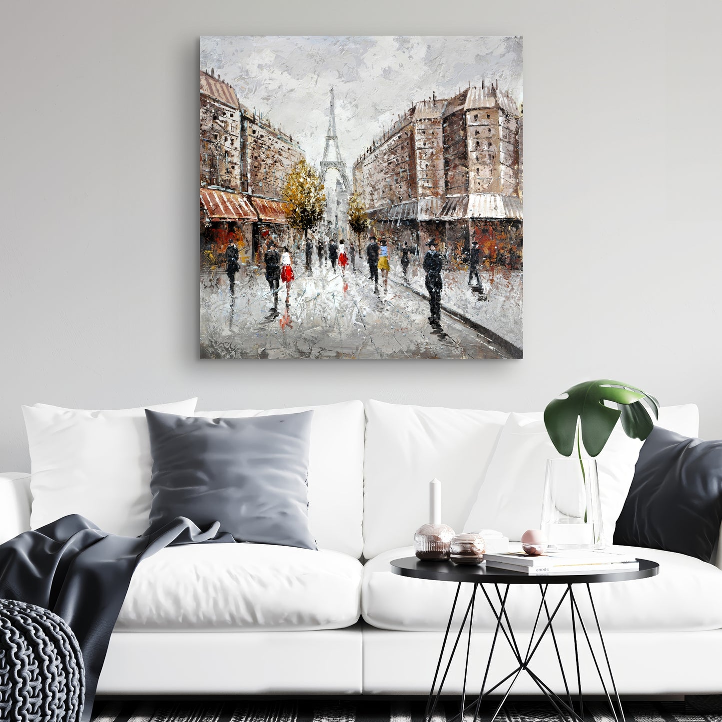 Paris Busy Street Canvas | Contemporary Brown Cities Decor