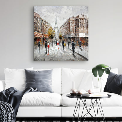 Paris Busy Street Canvas | Contemporary Brown Cities Decor