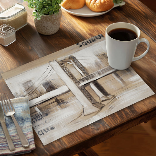 Abstract bridge with typography - 14"x18" Polyester Placemat