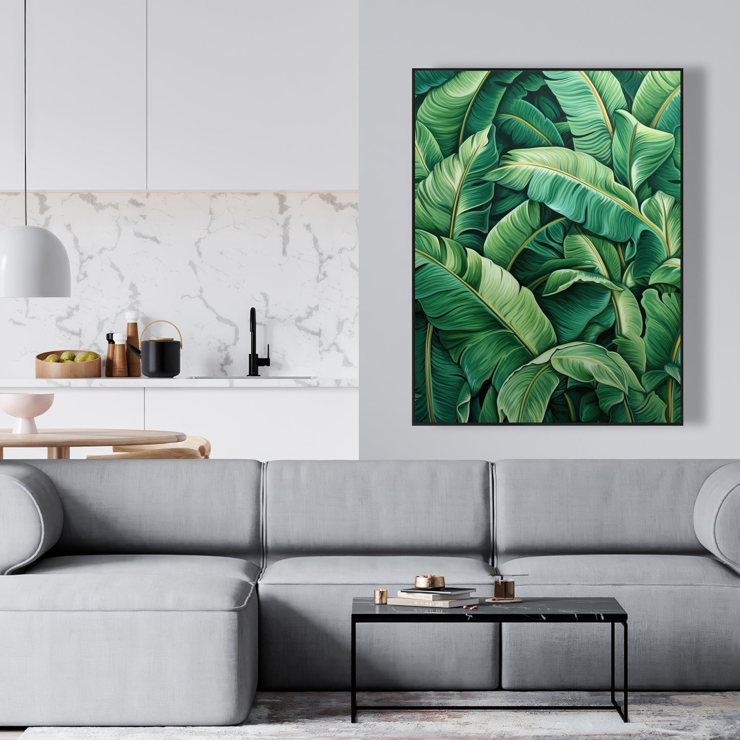 Feuilles vivantes - Décoration de chambre contemporaine sur toile encadrée