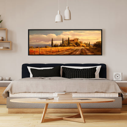 Décoration de chambre à coucher avec toile encadrée représentant des arbres illustratifs, soirée calme