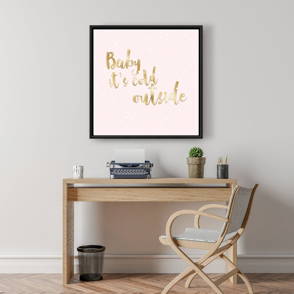 Toile encadrée rose « Bébé, il fait froid dehors » | Décoration d'intérieur