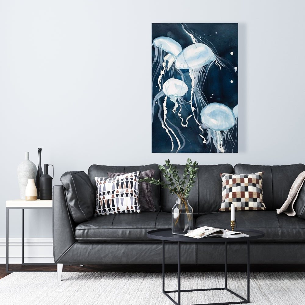 Medusa Marine Blue Canvas | Aquatic Home Decor Wall Art