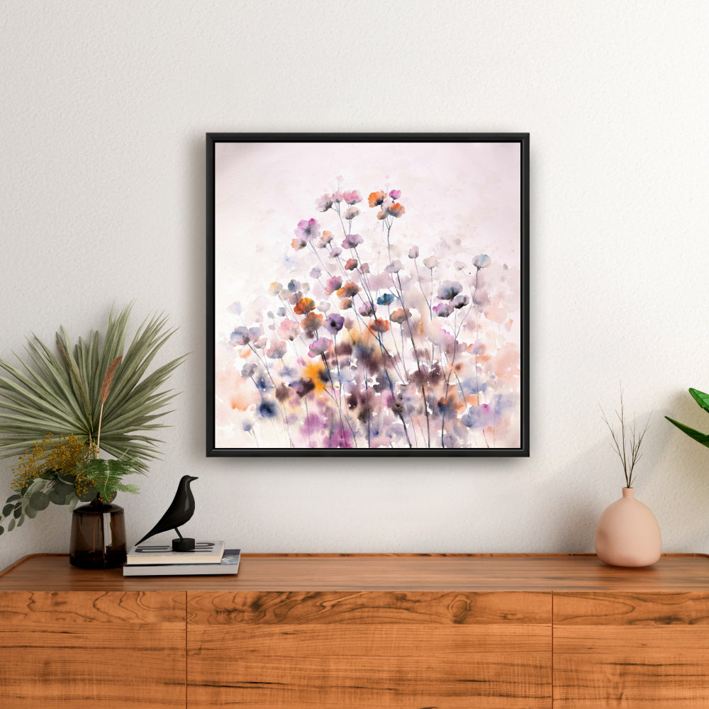 Wildflowers Framed Canvas - Romantic Floral Bedroom Decor