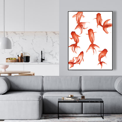 Toile de chambre asiatique Petits poissons rouges | Décoration d'intérieur