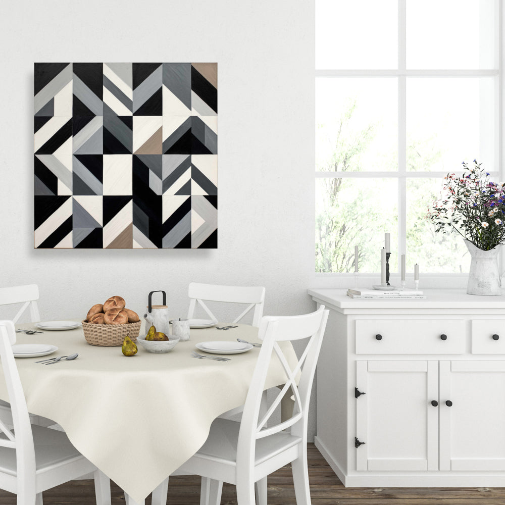 Toile minimaliste aux formes brunes quadrillées - Décoration d'intérieur moderne