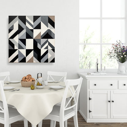 Toile minimaliste aux formes brunes quadrillées - Décoration d'intérieur moderne