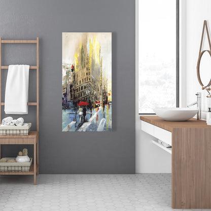 Toile beige abstraite « Rue pluvieuse » | Décoration d'intérieur et de chambre