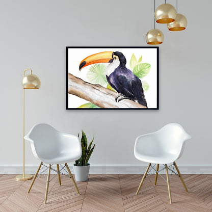 Toile exotique représentant un toucan brun | Décoration d'intérieur encadrée