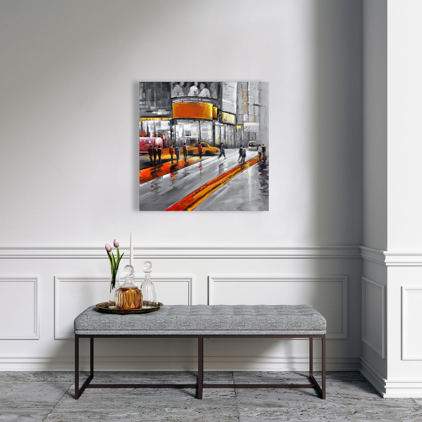 Gray Cities Canvas - Circulation in Times Square Home Decor