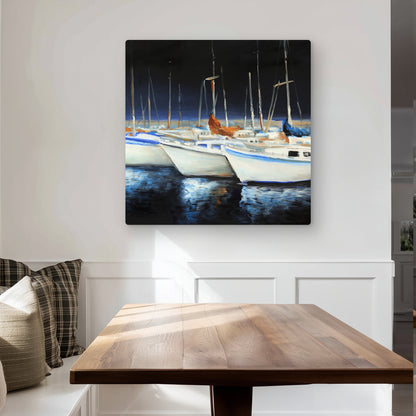 Orange Boat Metal Print - Fishing Boats at the Marina Decor