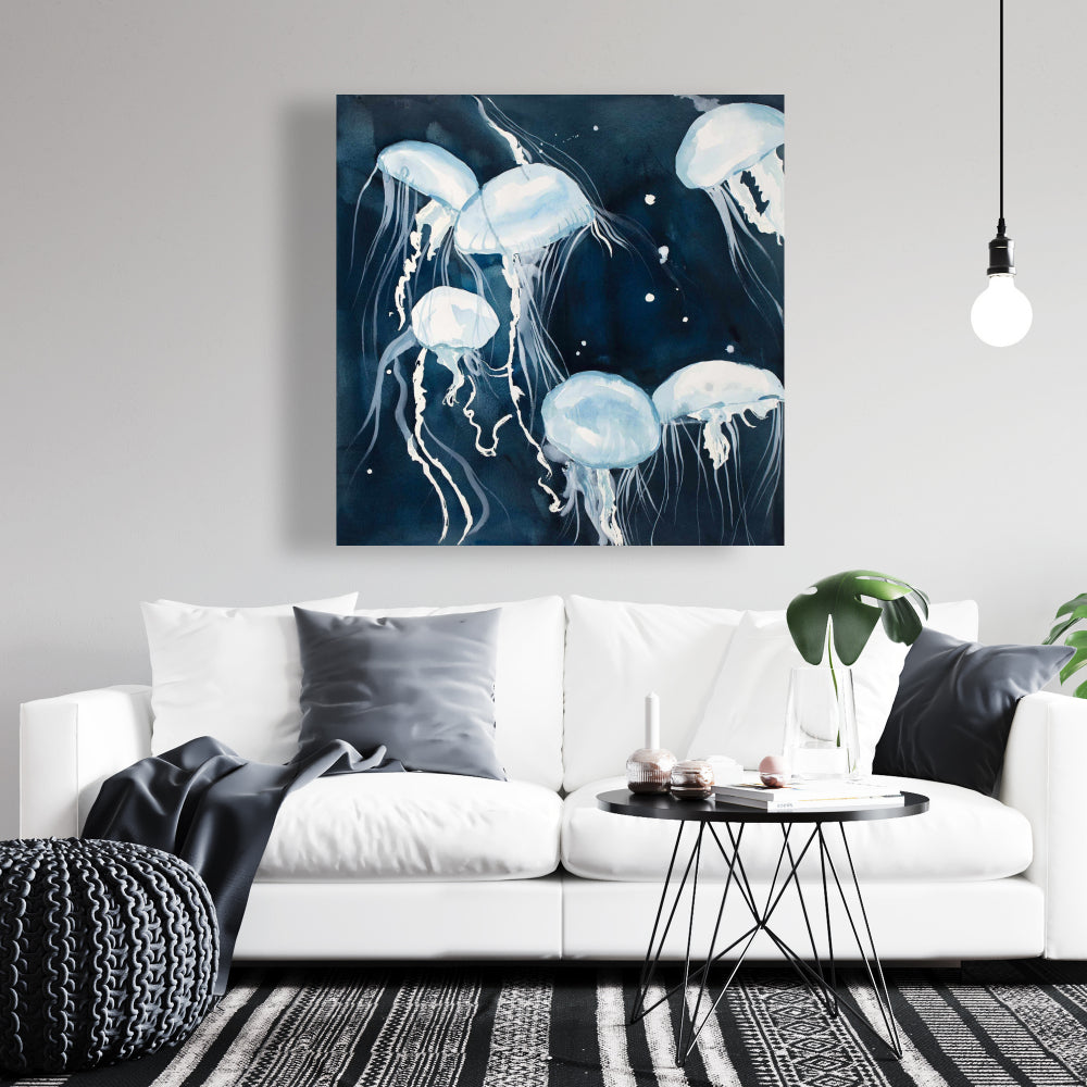Medusa Marine Blue Canvas | Aquatic Home Decor Wall Art