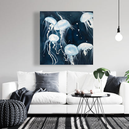Medusa Marine Blue Canvas | Aquatic Home Decor Wall Art