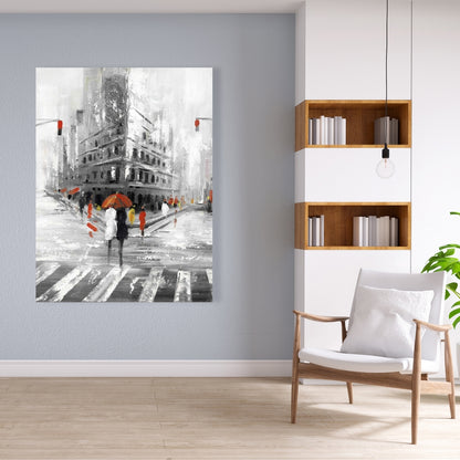 Greyish Flatiron Building Canvas | Cities Gray Wall Art Decor