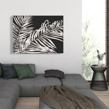 Toile botanique exotique à feuilles tropicales dorées | Décoration d'intérieur