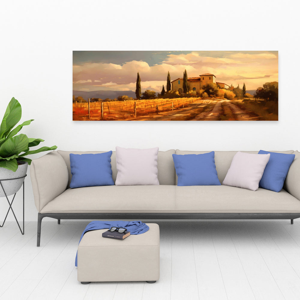 Toile « Arbres jaunes en soirée calme » – Décoration murale