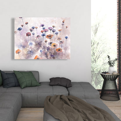 Toile « Petites fleurs sauvages » | Décoration murale violette pour chambre