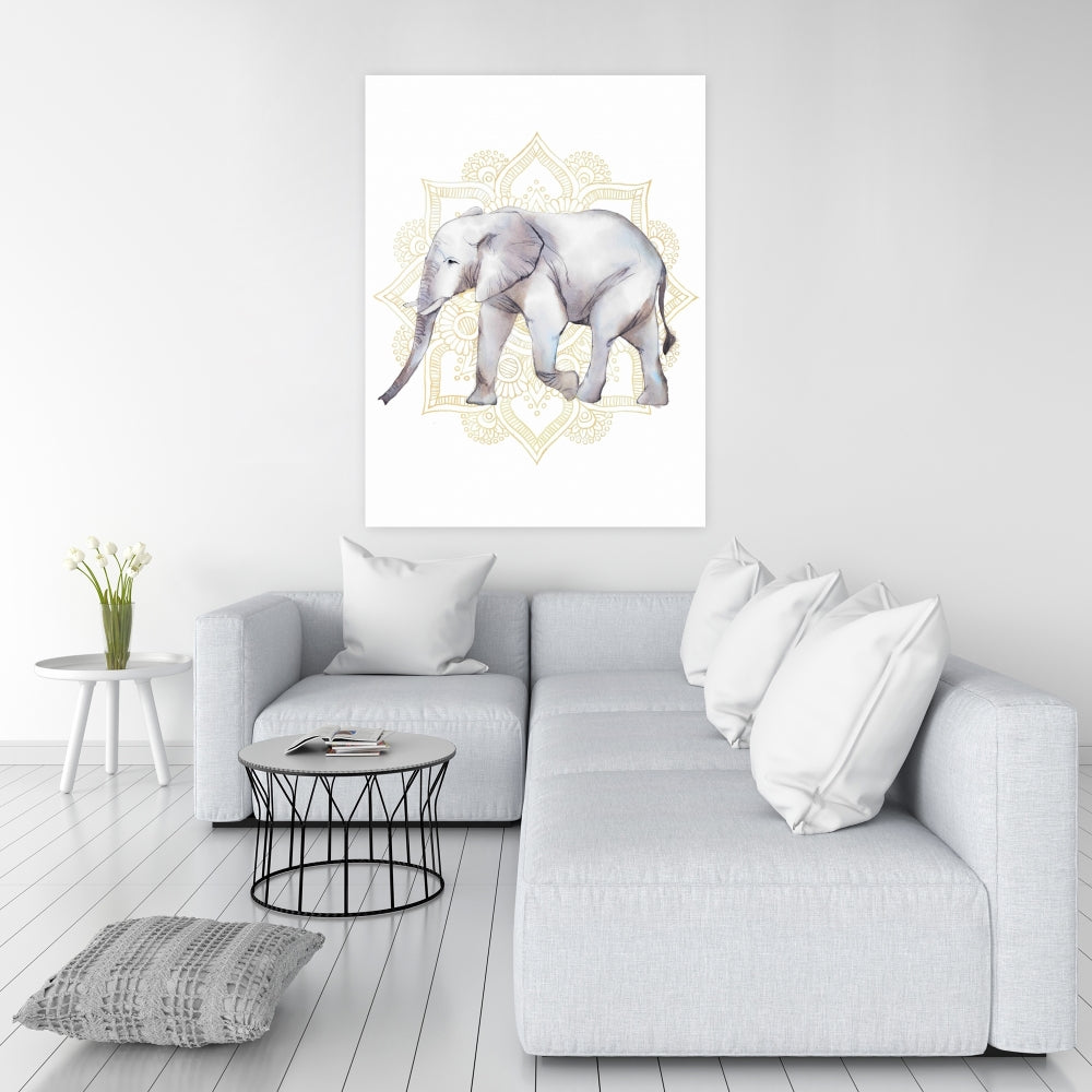 Éléphant sur toile mandalas | Décoration de chambre africaine