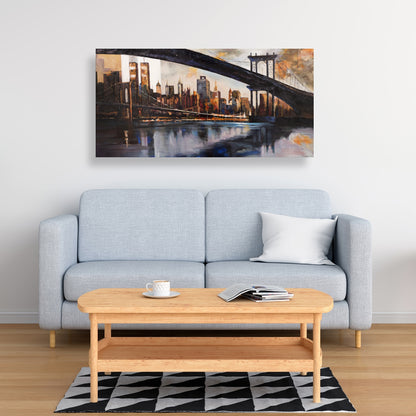 Toile Coucher de soleil sur New York | Décoration de chambre Villes brunes